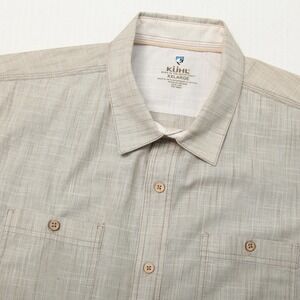 Kuhl Karib Shirt Mens 2XL Beige Short Sleeve Button Front Hiking 7259
